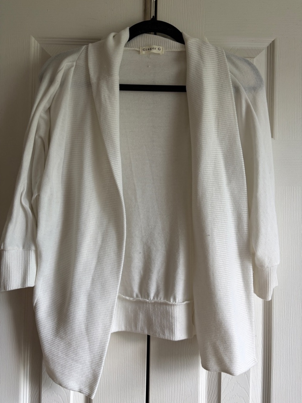 Ginger G White Open-Front Lightweight Cardigan